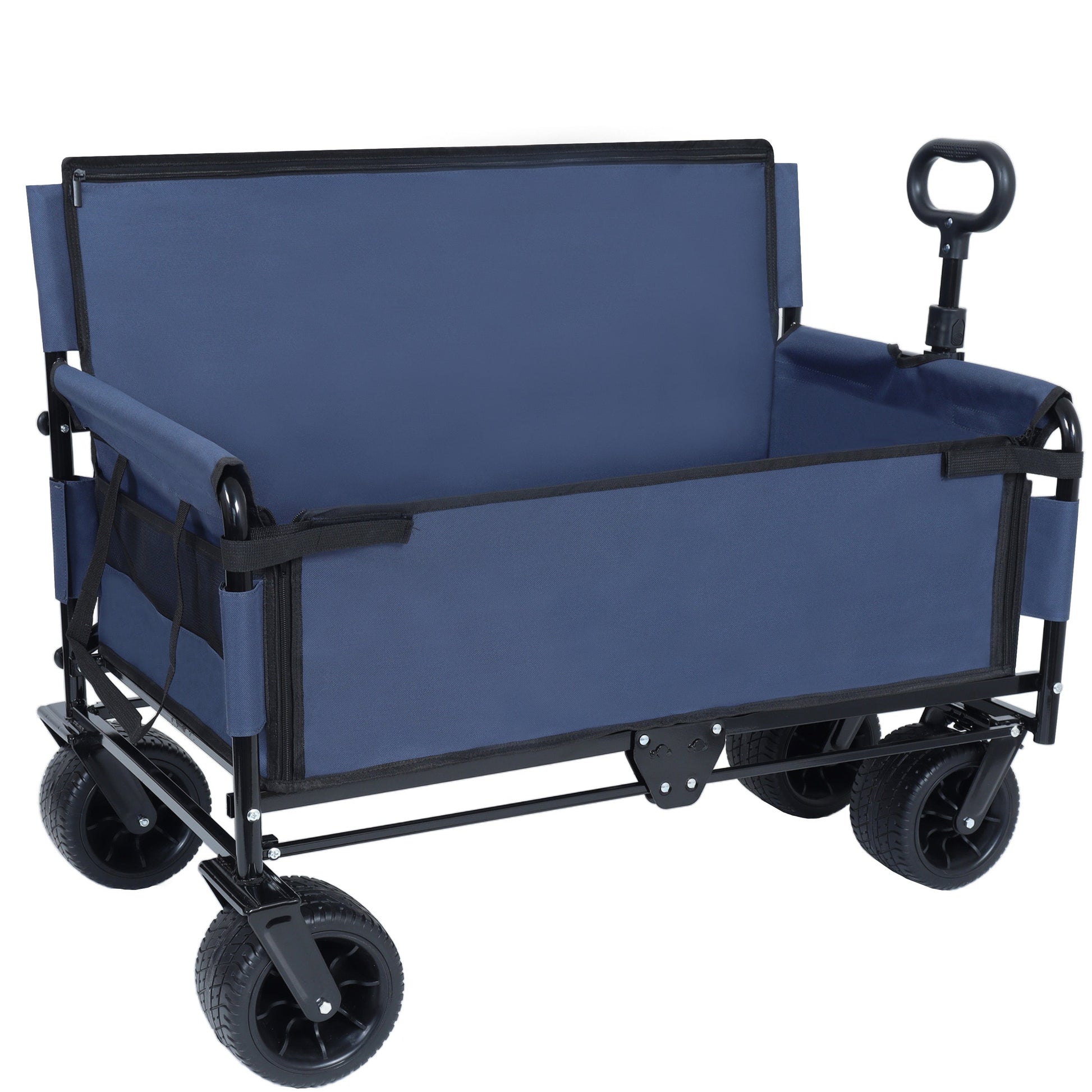 3-in-1 Convertible Folding Wagon Cart in blue with bench seat and storage by HouseOfZazla on Tampa Home & Garden Store