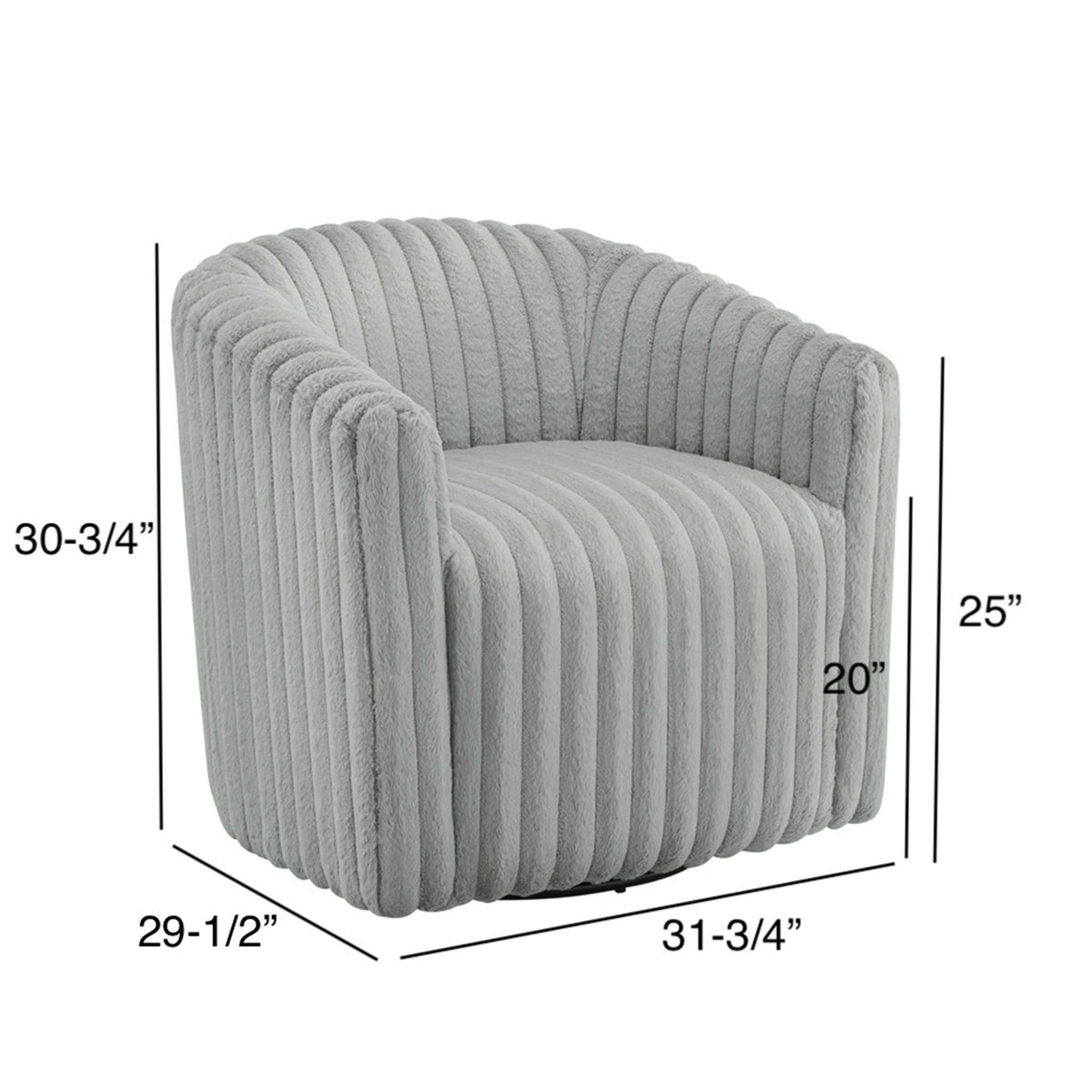 Barrel swivel chair gray plush cord fabric by HouseOfZazla, no assembly on Tampa Home & Garden Store