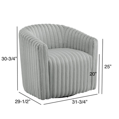 Barrel swivel chair gray plush cord fabric by HouseOfZazla, no assembly on Tampa Home & Garden Store