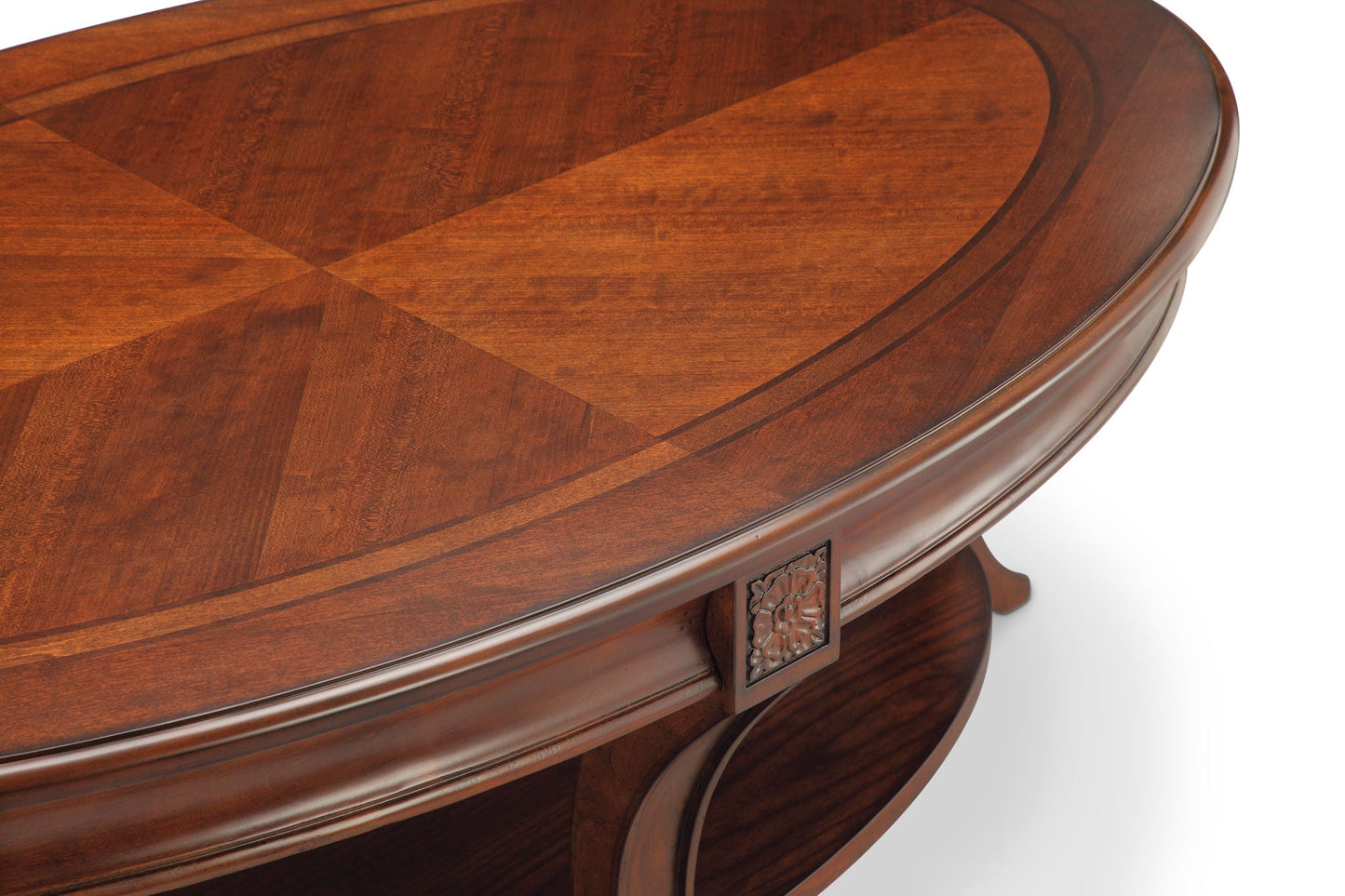 Winslet Oval Table end table in rich cherry finish with parquet veneer Unique Piece Furniture on Tampa Home & Garden Store