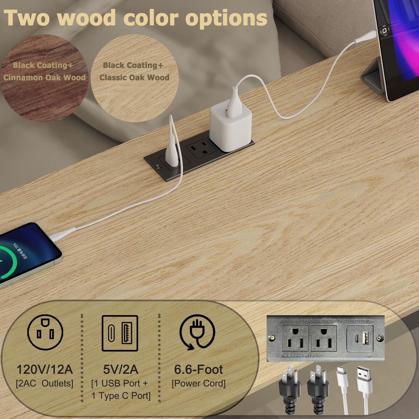 Ethan bunk bed with desk charging station and storage shelves Cinnamon Oak on Tampa Home & Garden Store