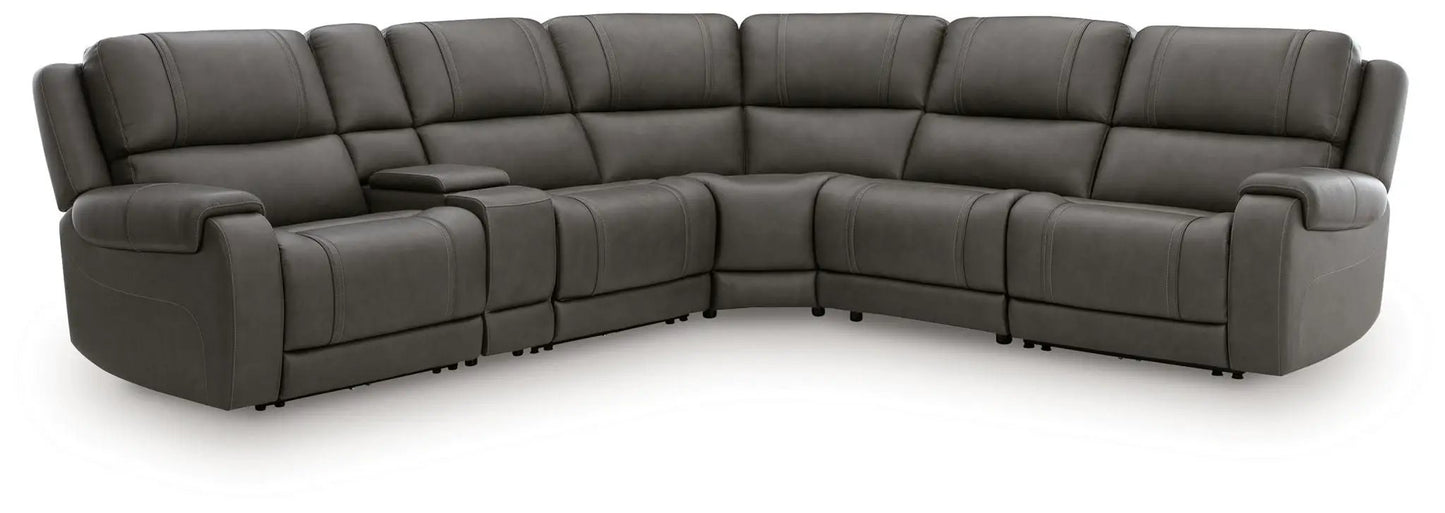 5Z Pittson power reclining sectional in gray leather by Unique Piece Furniture on Tampa Home & Garden Store