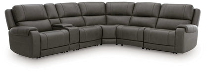 5Z Pittson power reclining sectional in gray leather by Unique Piece Furniture on Tampa Home & Garden Store