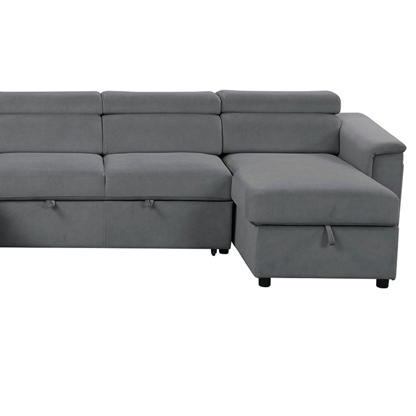 Harvey Power Recliner Sleeper Sectional by HouseOfZazla; gray upholstery with chaise on Tampa Home & Garden Store