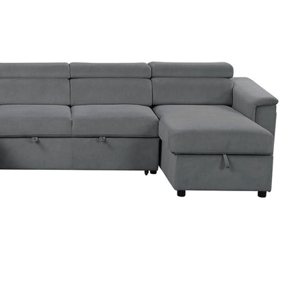 Harvey Power Recliner Sleeper Sectional by HouseOfZazla; gray upholstery with chaise on Tampa Home & Garden Store