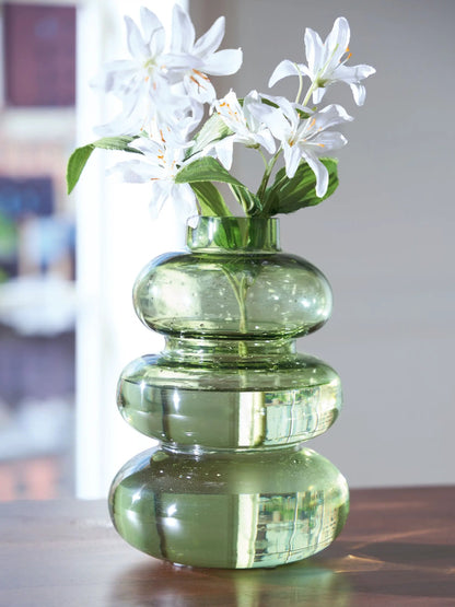 Renethorne Green Glass Vase 9 Inch Modern Decor