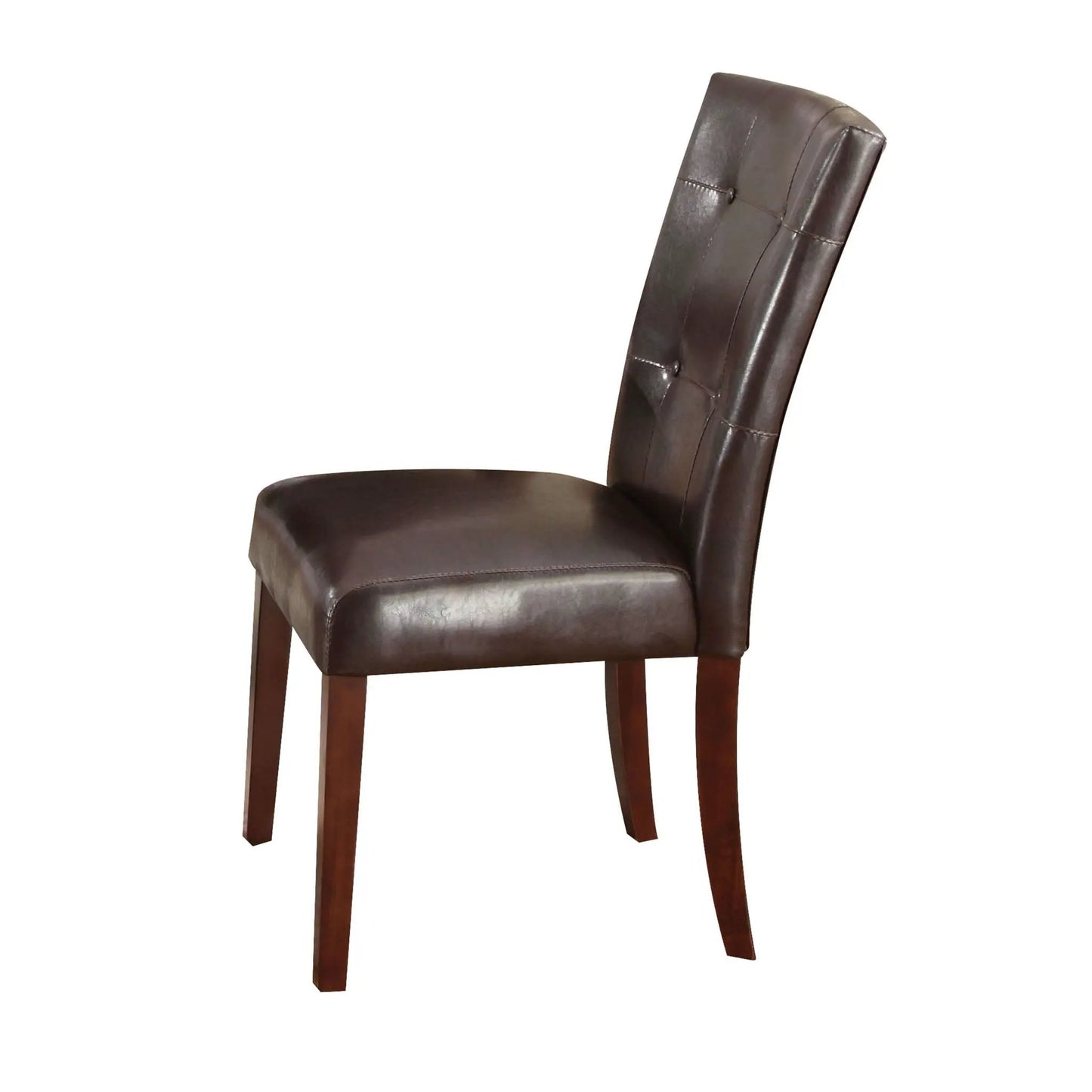 Britney synthetic leather side chair set of 2 in brown walnut with tufted back and wooden legs on Tampa Home & Garden Store