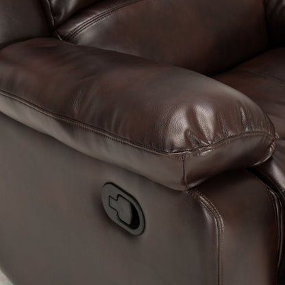 Charlotte Glider Recliner in brown leather with stitched seams and convenient side lever on Tampa Home & Garden Store