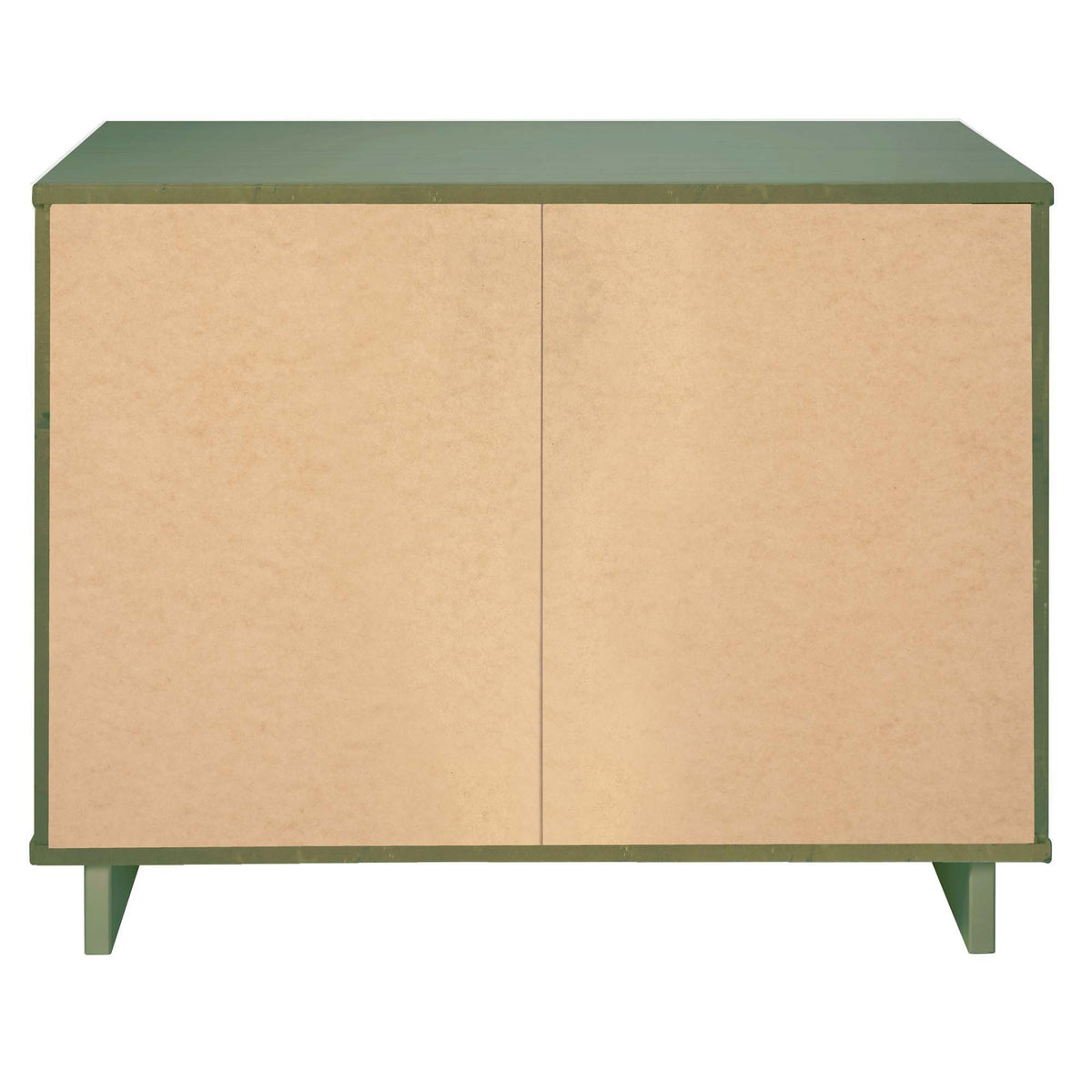 Solid wood 3-drawer dresser with ribbed fronts, green frame and beige drawers on Tampa Home & Garden Store