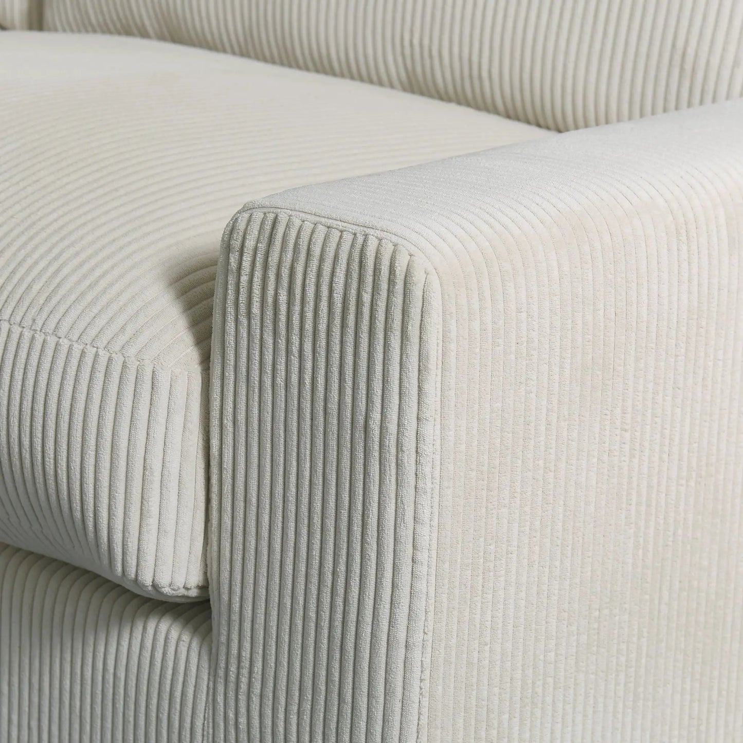 4 Seater Oversized Sectional Sofa beige corduroy fabric cushion detail on Tampa Home & Garden Store