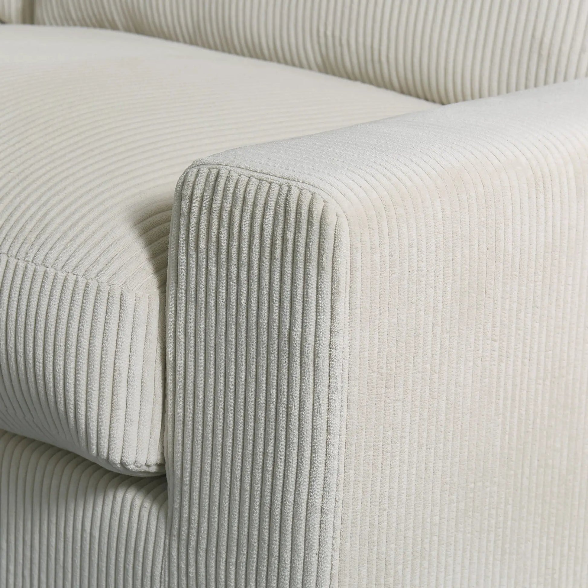 4 Seater Oversized Sectional Sofa beige corduroy fabric cushion detail on Tampa Home & Garden Store