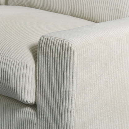 4 Seater Oversized Sectional Sofa beige corduroy fabric cushion detail on Tampa Home & Garden Store
