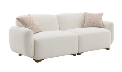 Darius Beige Boucle Sofa and Accent Pillows