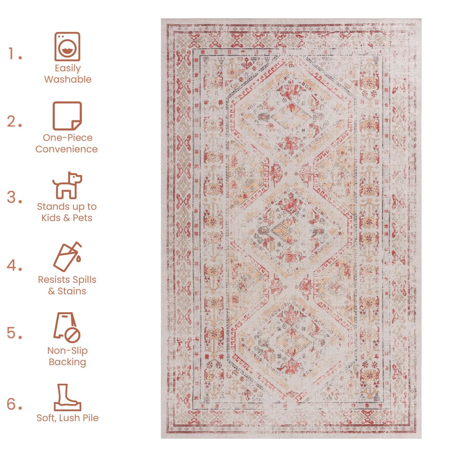 Maval Trendy Area Rug Machine Washable for Home