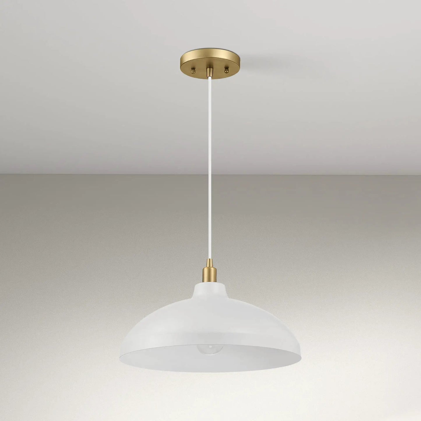 Astral pendant light with gold canopy and white shade by Unique Piece Furniture on Tampa Home & Garden Store