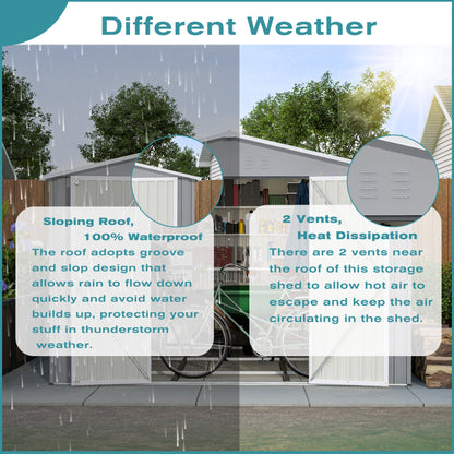10 By 12 Feet Galvanized Steel Storage Shed