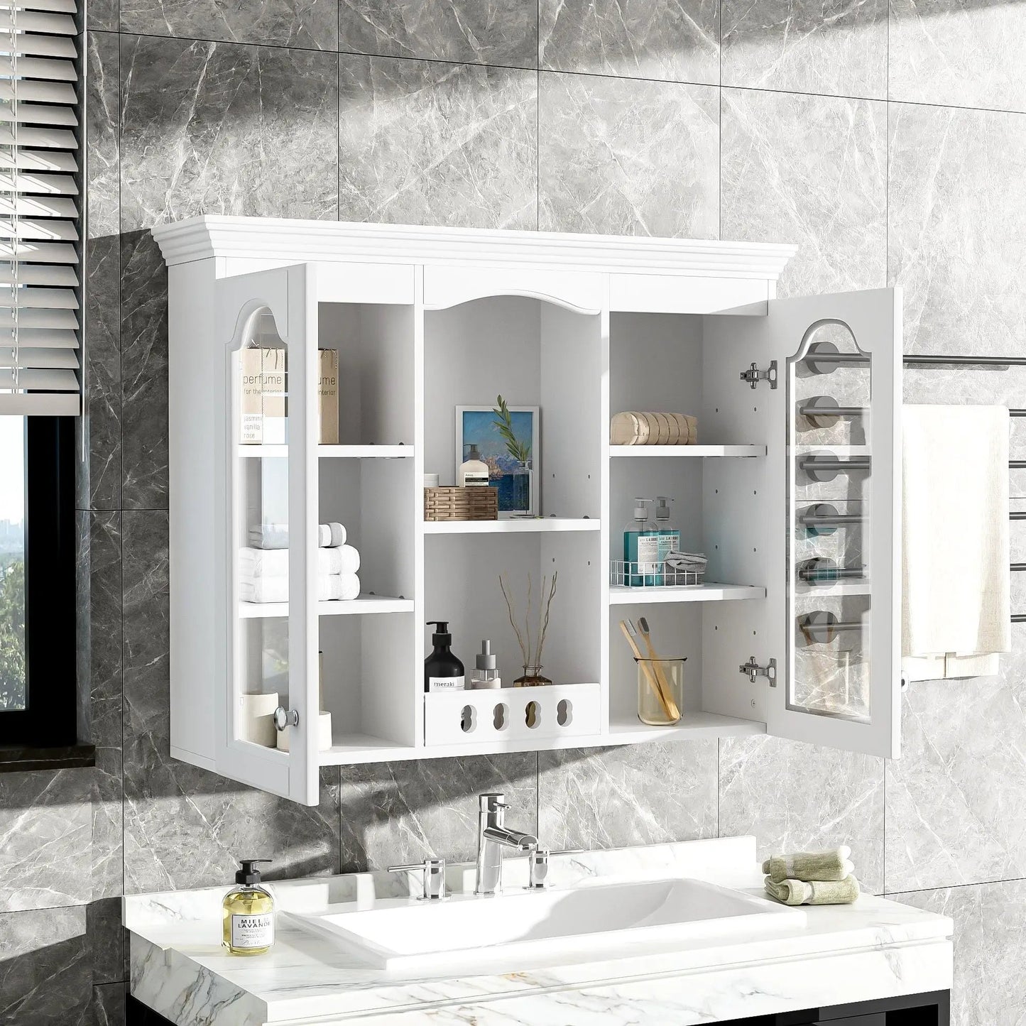 Wall Mounted Medicine Cabinet With Glass Doors