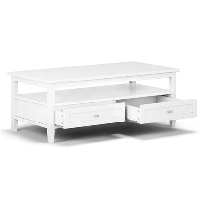 Warm Shaker handcrafted coffee table white with 2 drawers and shelf Unique Piece Furniture on Tampa Home & Garden Store