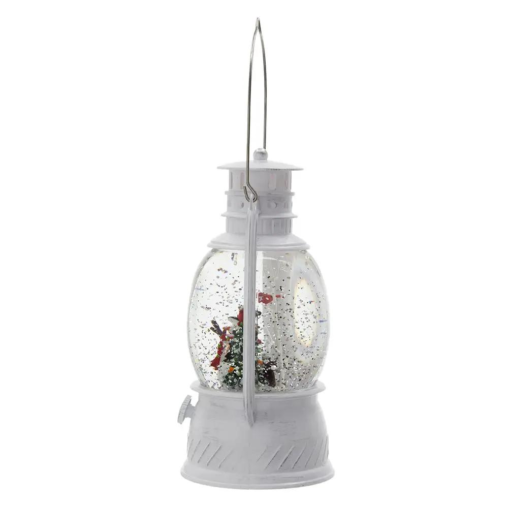White Christmas lantern with snowman and tree, water spinning jar, 6h timer, 3 AA batteries on Tampa Home & Garden Store