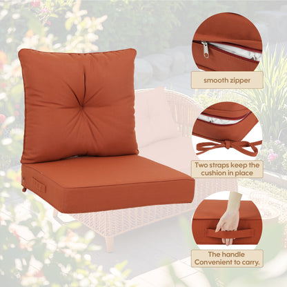 Outdoor Deep Seat Cushions for Patio Furniture, orange, HouseOfZazla, set of 2 on Tampa Home & Garden Store