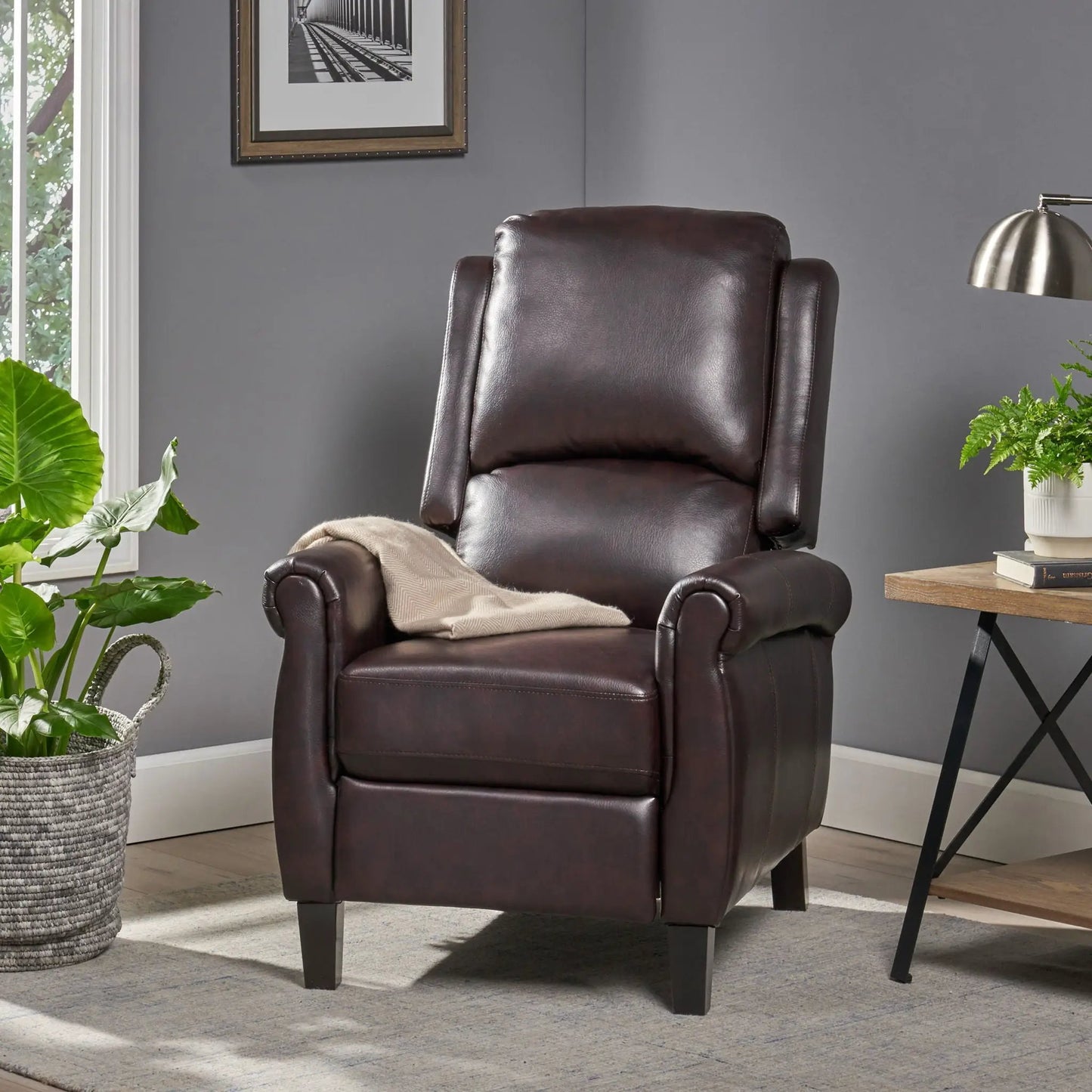 Memphis standard burgundy leather recliner chair by Unique Piece Furniture on Tampa Home & Garden Store