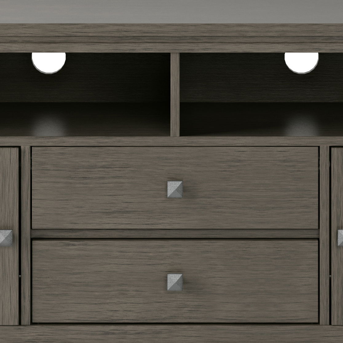 Wide handcrafted solid wood media stand with two drawers and open shelving by HouseOfZazla on Tampa Home & Garden Store