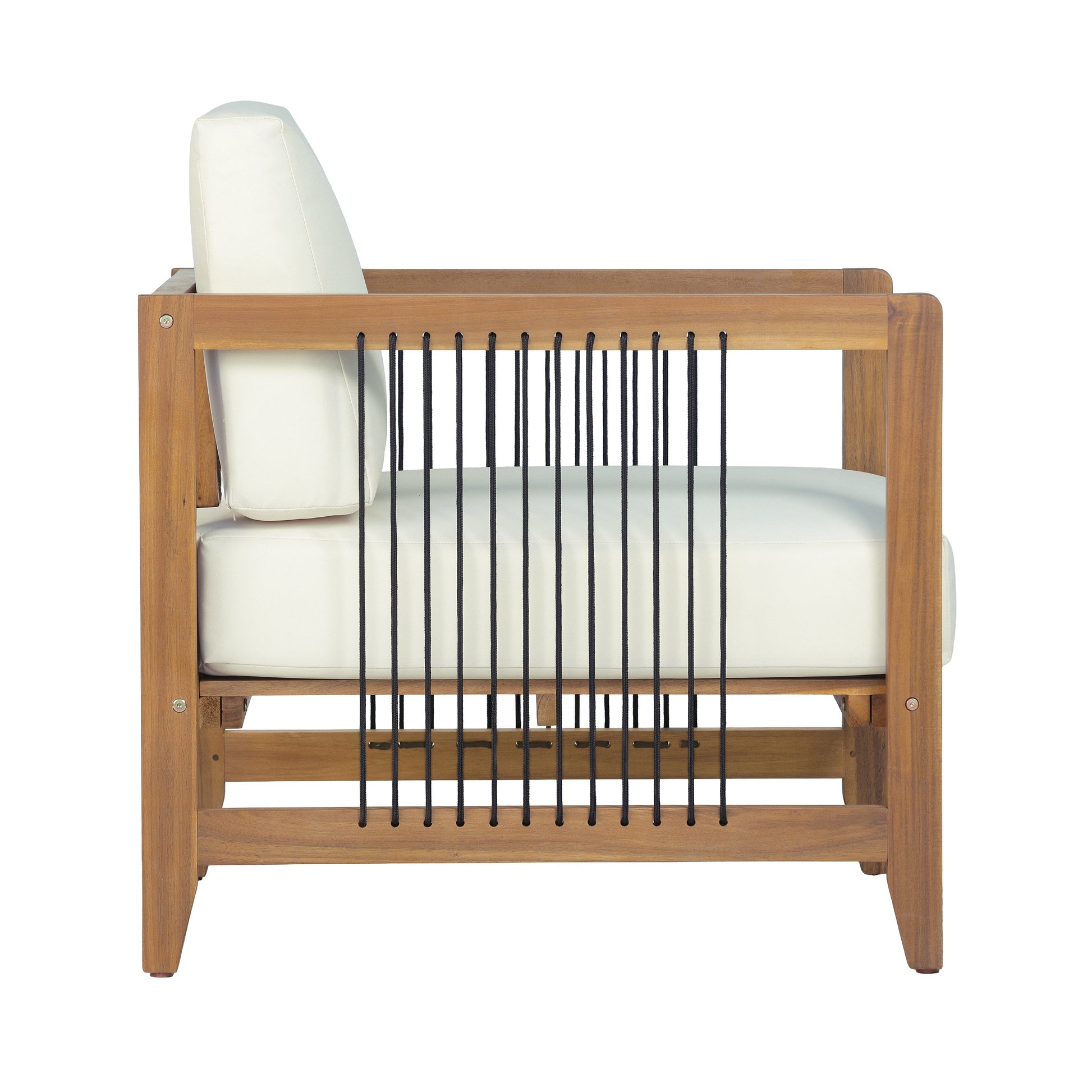 4-Piece Acacia Wood Outdoor Patio Sofa Set with white cushions and natural wood frame on Tampa Home & Garden Store