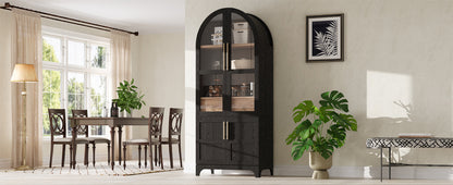 Tall Arched Kitchen Cabinet And Glass Doors