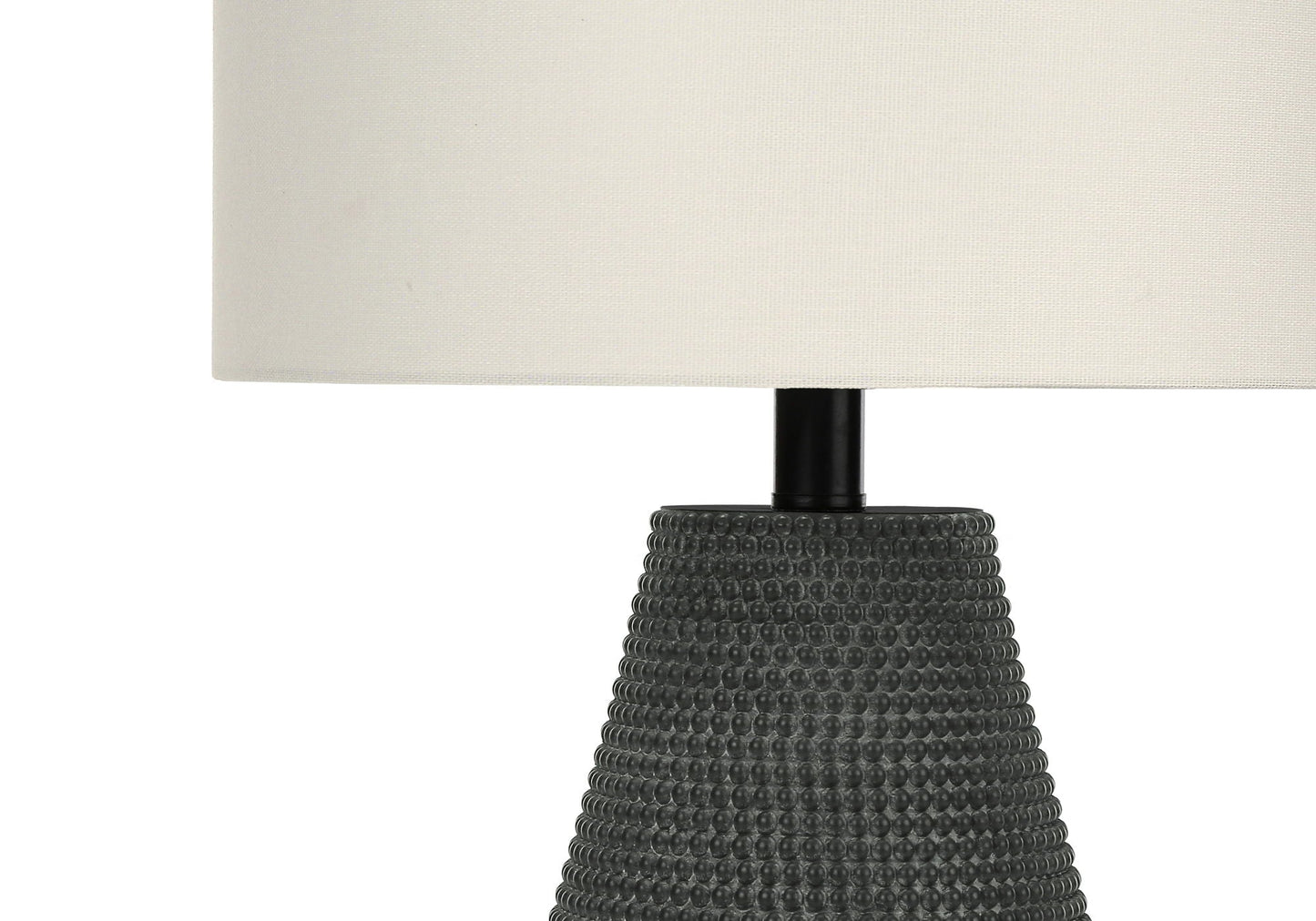 Table lamp black resin base with beaded texture and beige fabric shade HouseOfZazla on Tampa Home & Garden Store