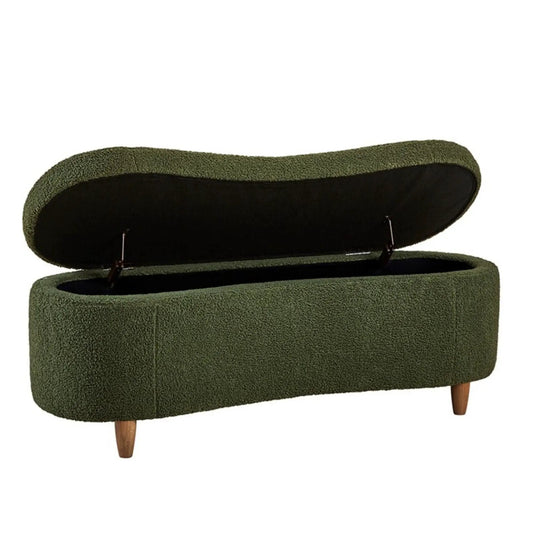 Flip Top Storage Bench olive green textured fabric with wood legs by Unique Piece Furniture on Tampa Home & Garden Store