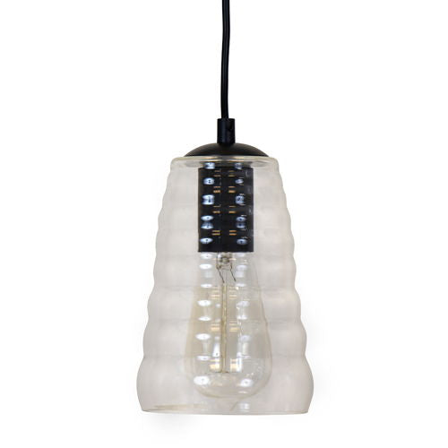 Pendant light Long industrial style with clear ribbed glass shade by HouseOfZazla on Tampa Home & Garden Store
