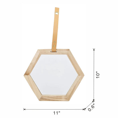 Harlan Wall Accent Hexagon Mirror with Wood Frame