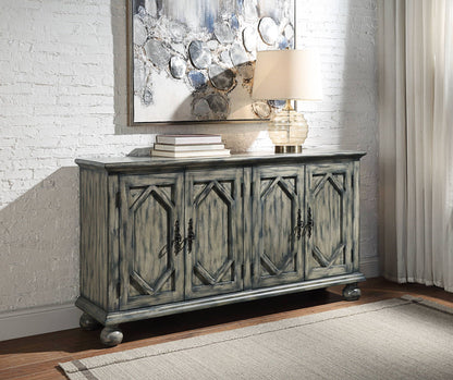 Pavan Console Cabinet with Patterned Doors gray distressed finish, HouseOfZazla sideboard on Tampa Home & Garden Store