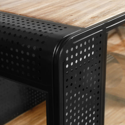 Modern Spacious Cat House black perforated metal panels with brown wood top on Tampa Home & Garden Store
