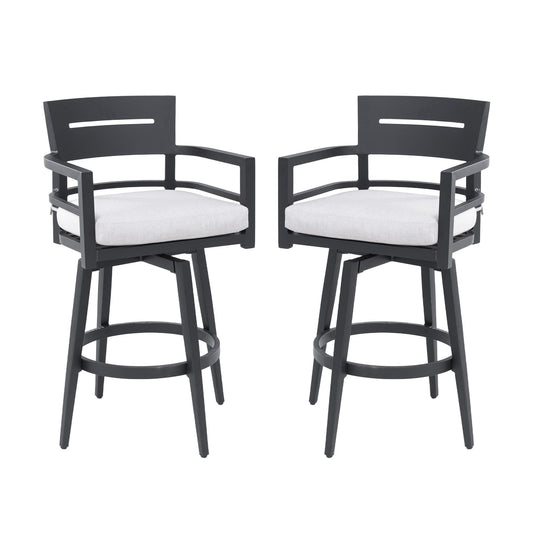 Outdoor Swivel Bar Chairs Ergonomic 360 Set of 2