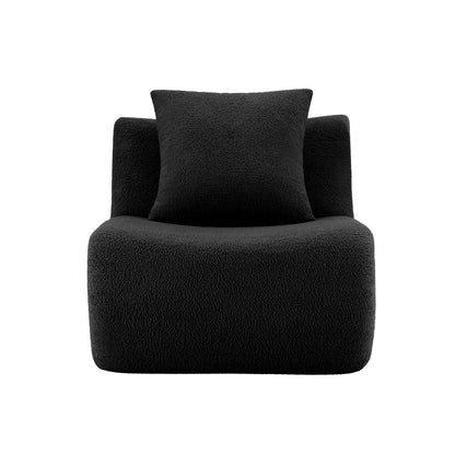 Best Black Teddy Fabric Armless Sofa and Pillow