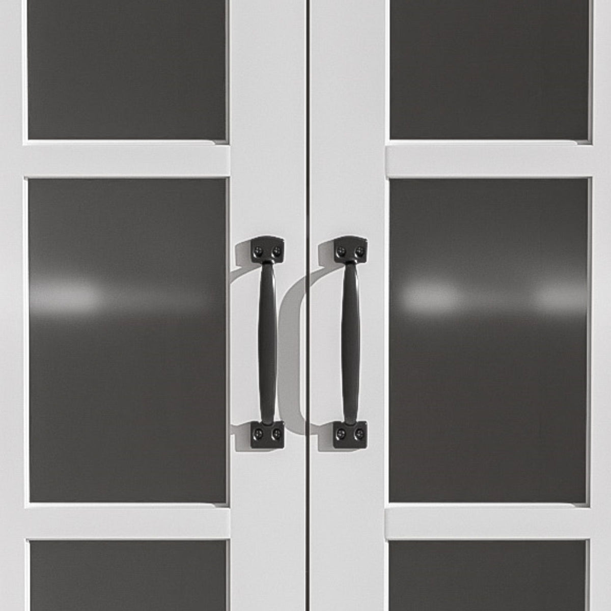 Modern bathroom vanity by HouseOfZazla with tempered blurred glass doors, white frame, 2-door on Tampa Home & Garden Store