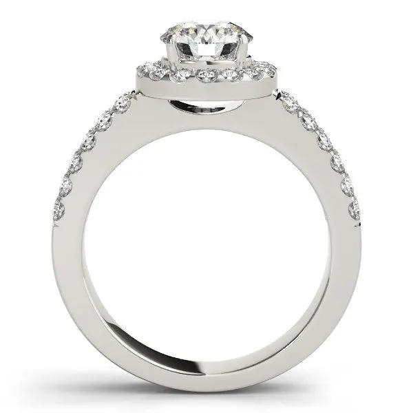Engagement ring 14k white gold halo with double-row pave band 1 3/8 cttw Bids.com on Tampa Home & Garden Store