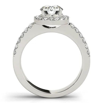 Engagement ring 14k white gold halo with double-row pave band 1 3/8 cttw Bids.com on Tampa Home & Garden Store