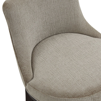 Bar Height Barstool with Backrest in beige textured fabric and dark wood legs on Tampa Home & Garden Store