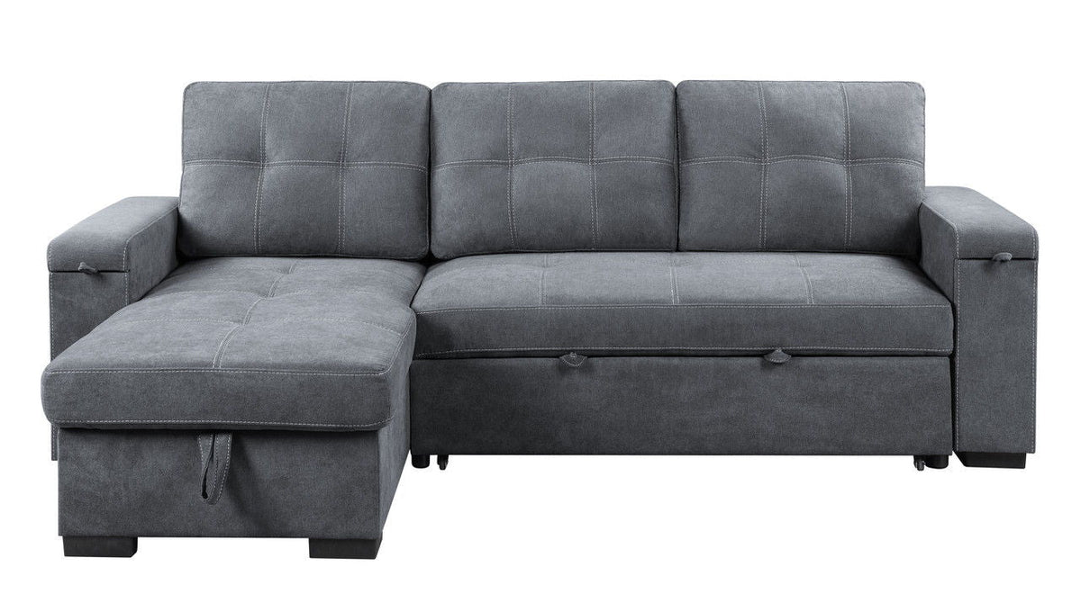 Toby gray woven fabric reversible sleeper sectional with storage chaise by HouseOfZazla on Tampa Home & Garden Store