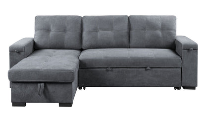 Toby gray woven fabric reversible sleeper sectional with storage chaise by HouseOfZazla on Tampa Home & Garden Store