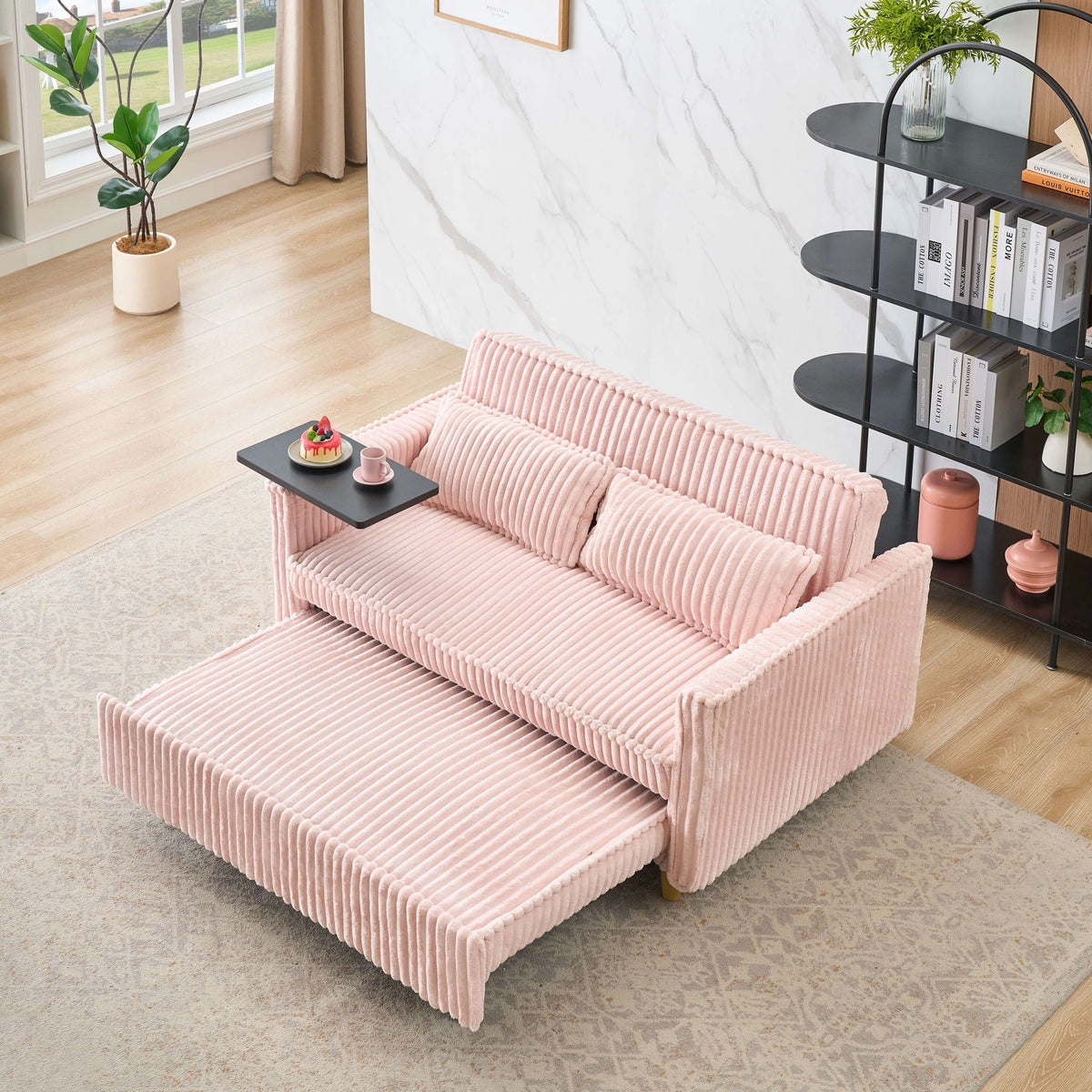 Pull Out Sofa With Movable Table and Usb Ports