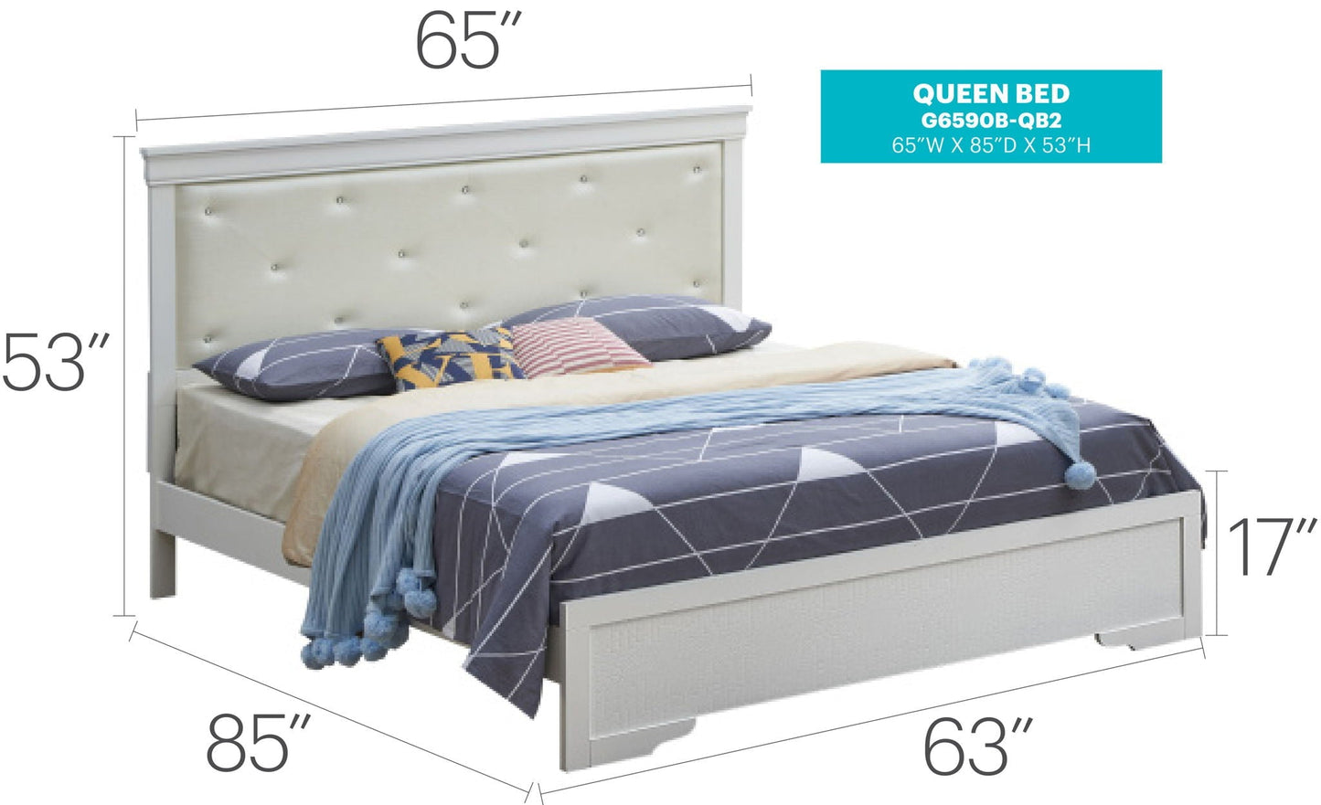 Transitional Tufted Bed and Textured Footboard