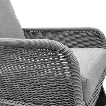 Contemporary minimalist wicker rocking chair with soft grey cushions HouseOfZazla on Tampa Home & Garden Store