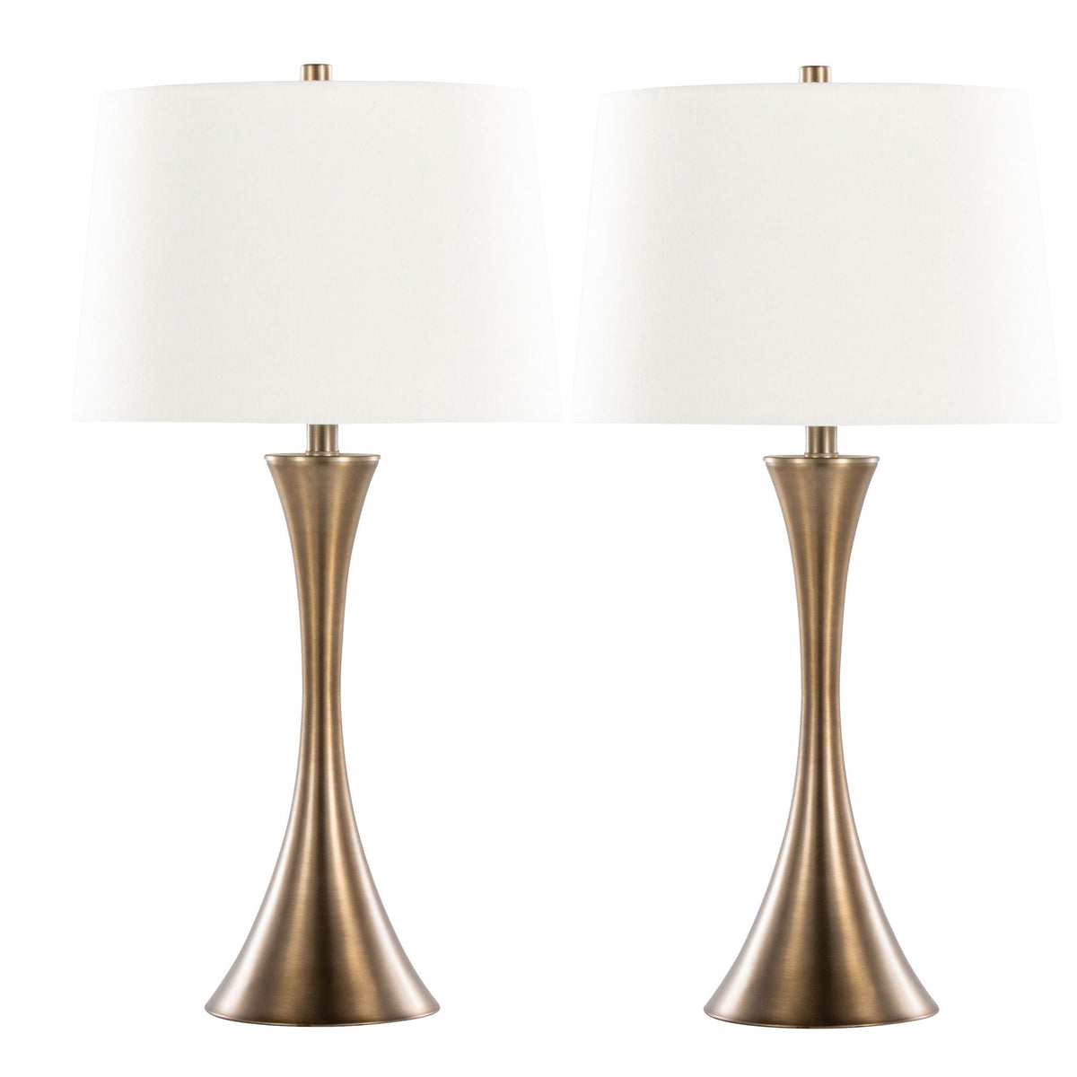 Lenuxe table lamp set of 2 with bronze-tone bases, white fabric shades, contemporary design on Tampa Home & Garden Store