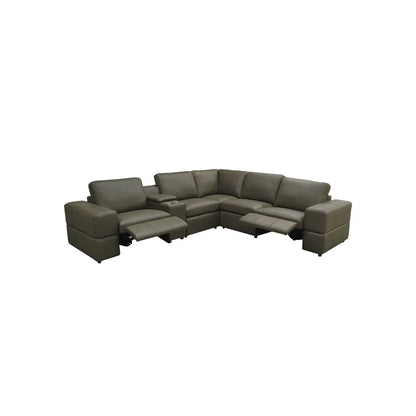 Upholstered Large Arms Sectional With Recliner Seats in olive leather by Unique Piece Furniture on Tampa Home & Garden Store