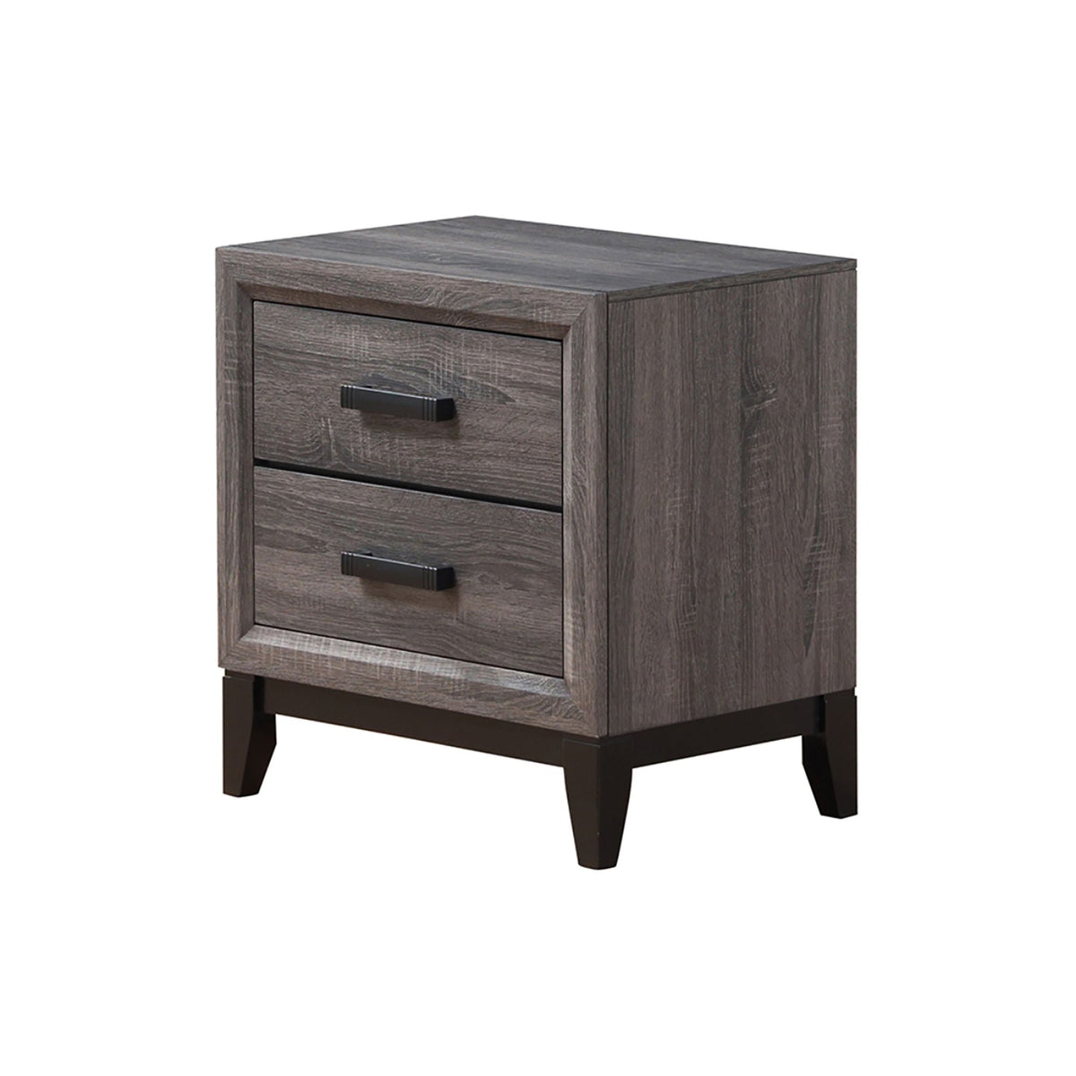Mirage Nightstand with Two Drawers in dark gray wood finish with black handles HouseOfZazla on Tampa Home & Garden Store