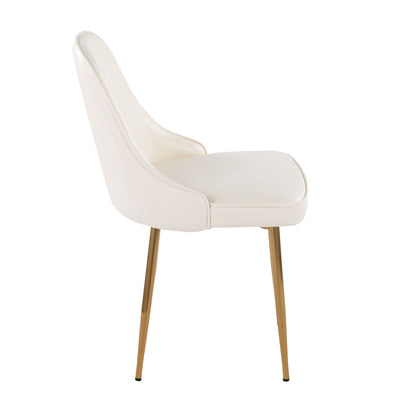 Contemporary Glam Dining Chair Set ivory faux leather with wood legs HouseOfZazla on Tampa Home & Garden Store