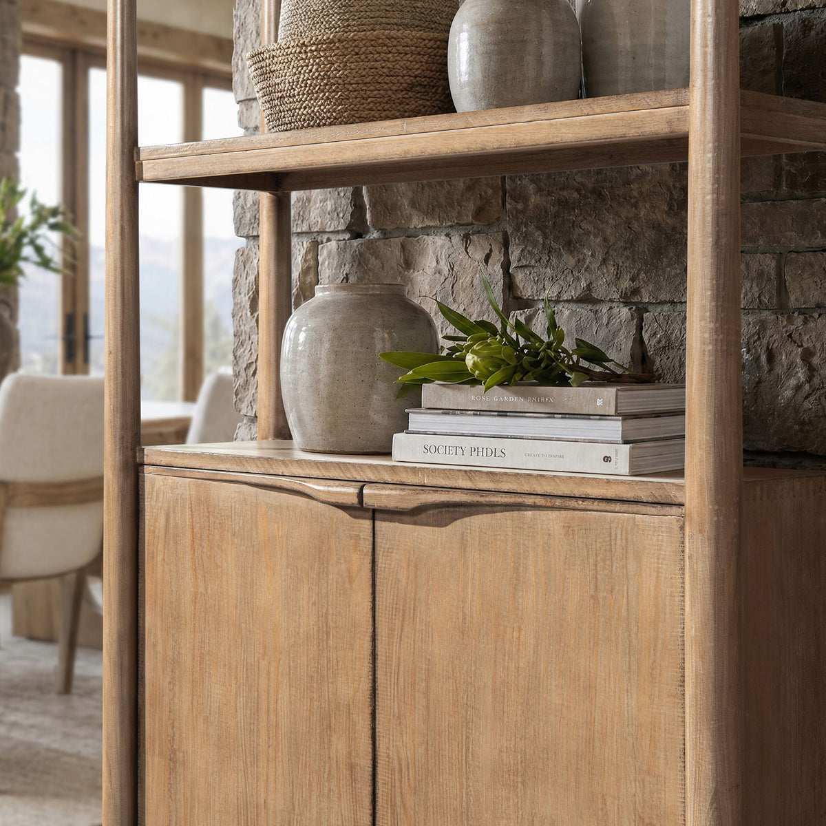 Natural Reclaimed Wood Bookcase with Lower Cabinet by HouseOfZazla, 86 tall on Tampa Home & Garden Store